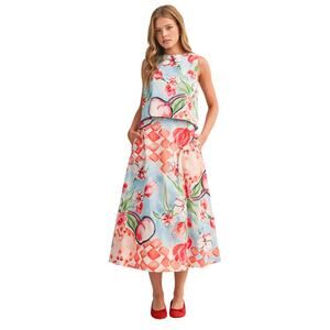 &Merci Floral Matching Set Sleeveless Top Midi Skirt Spring Summer - Sz S - NWT